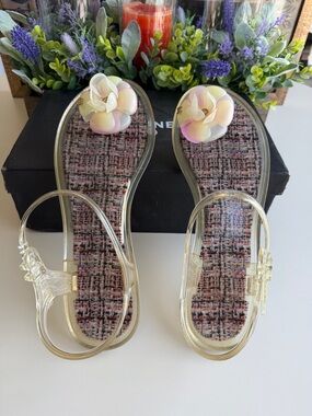 Chanel Camellia Flower Pastel Jelly Thongs Sandals Shoes